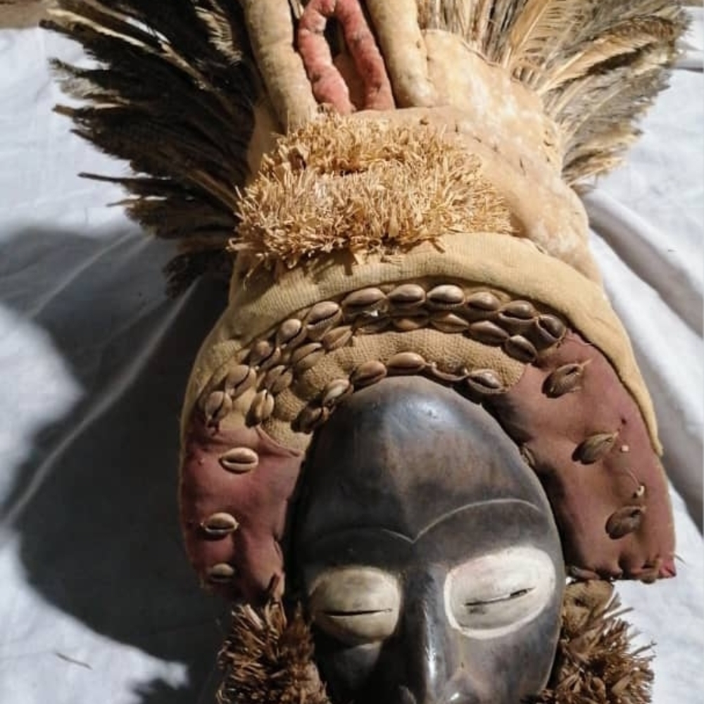 Dan Tribal Dance Mask with Feathers